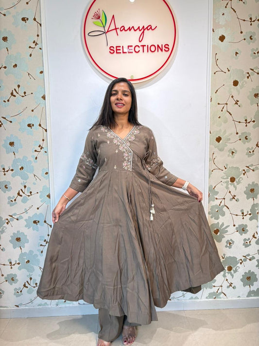 Mulchanderi Anarkali Kurta Set with Dupatta