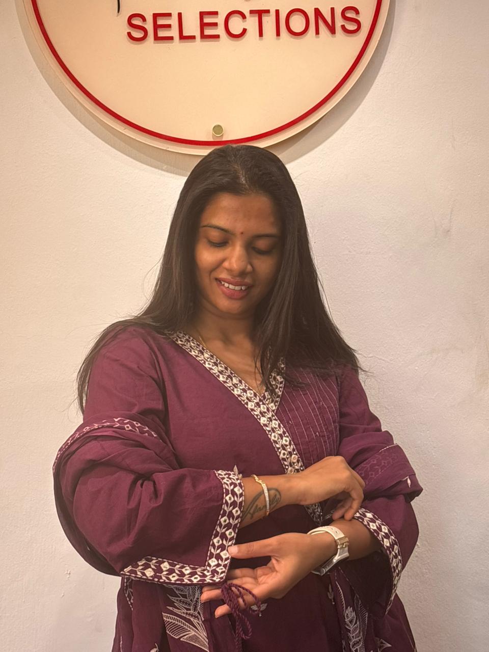 Plum Chikankari Cotton Kurta Set