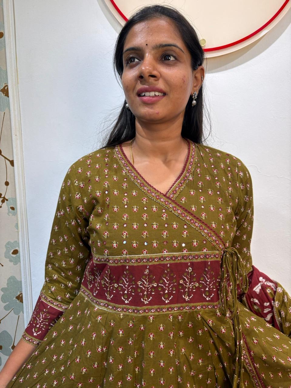 Mehendi Green Anarkali set