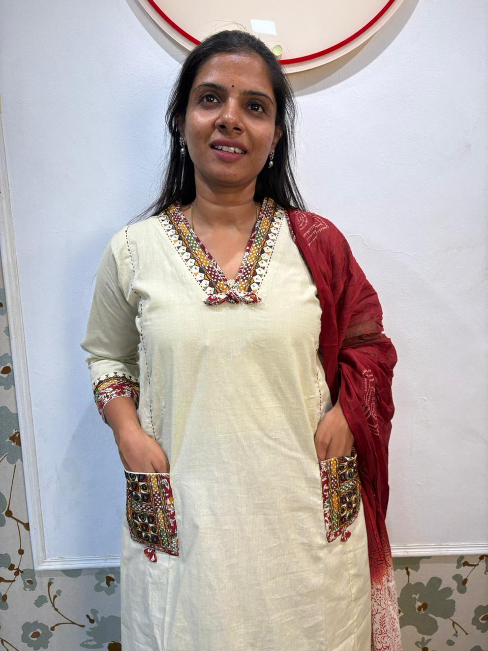 Off white kalamkari kurti set