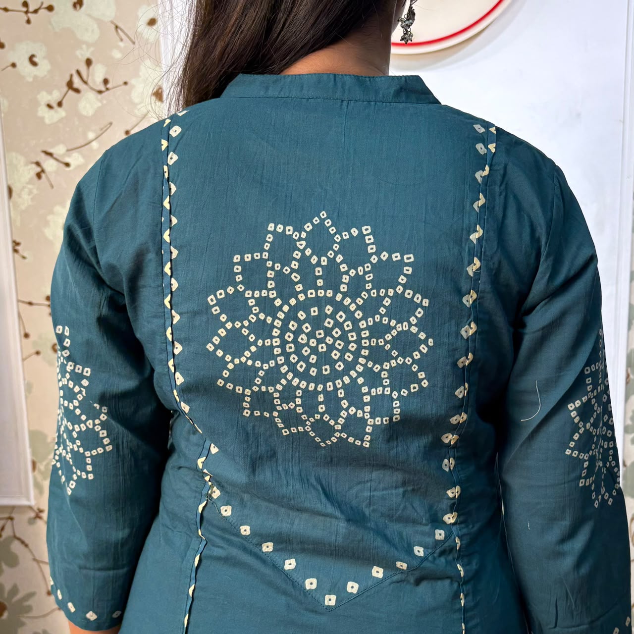 Bandhej Cotton Kurta Set with Dupatta