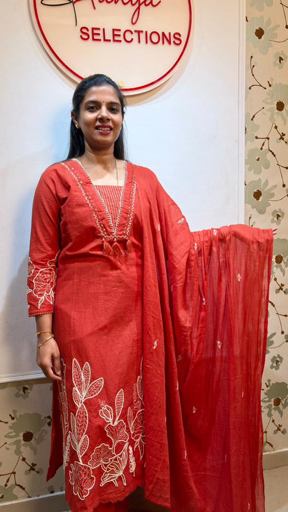 orange 3 piece cotton set
