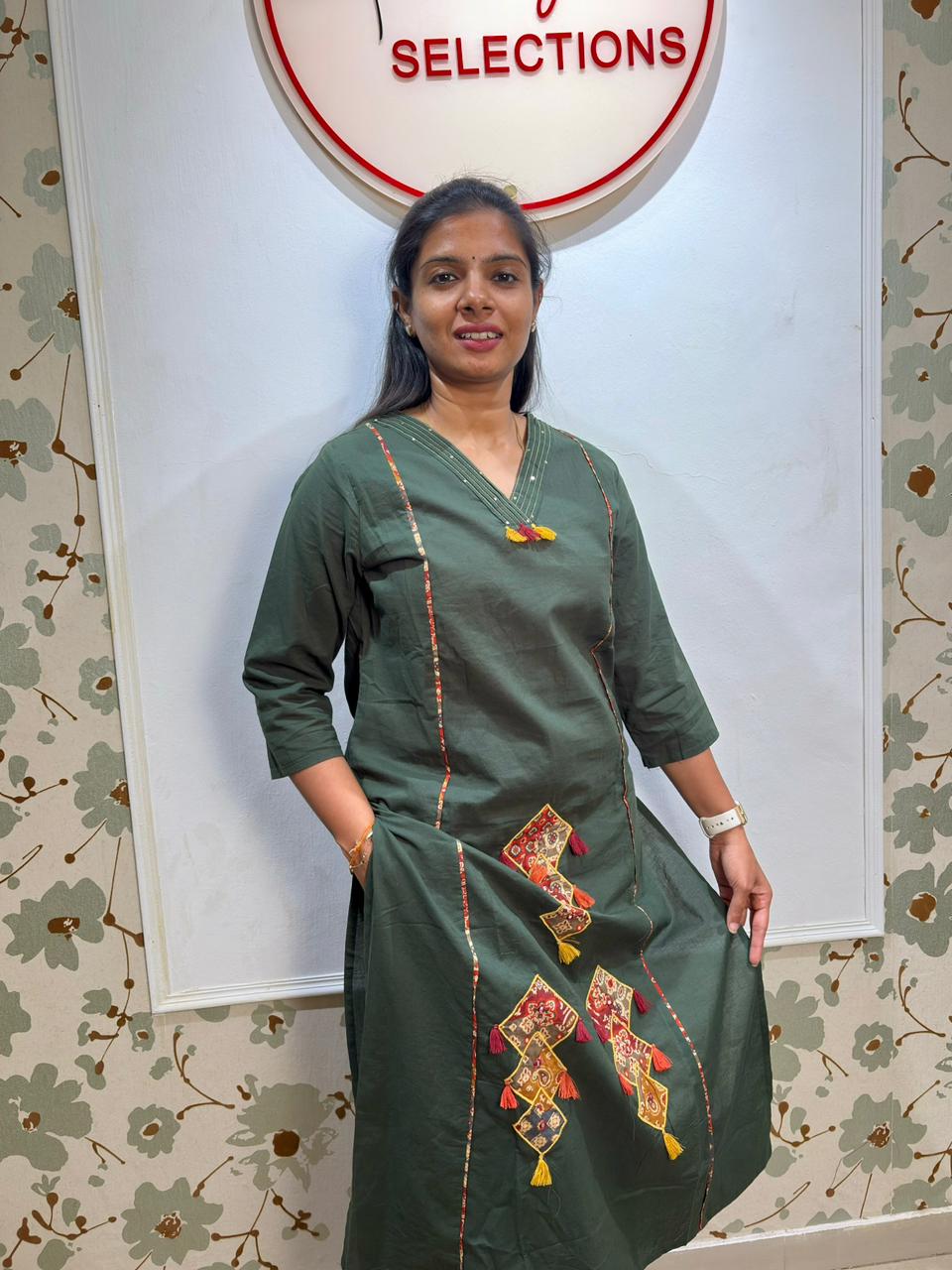 cotton 3 piece set with kalamkari print dupatta