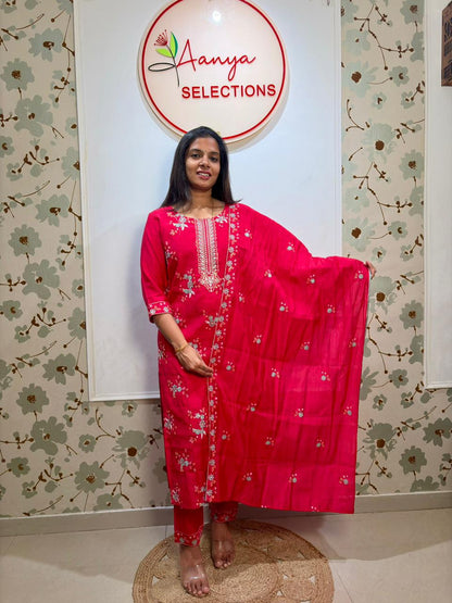 Rani Pink 3 piece kurti set