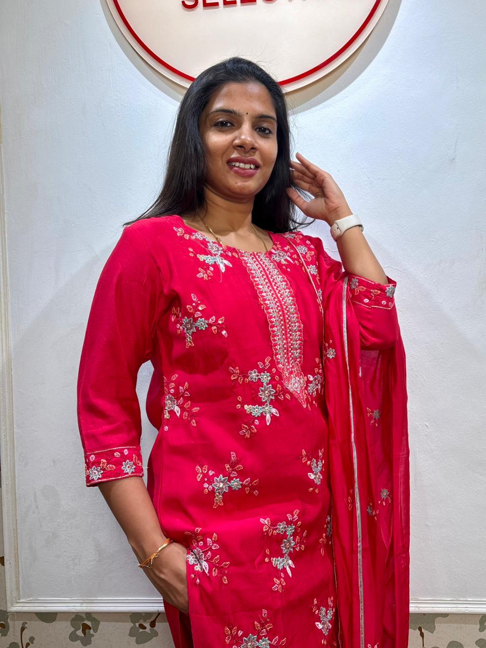 Rani Pink 3 piece kurti set