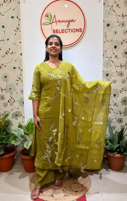 Mulchanderi Green 3 piece set