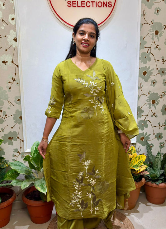 Mulchanderi Green 3 piece set