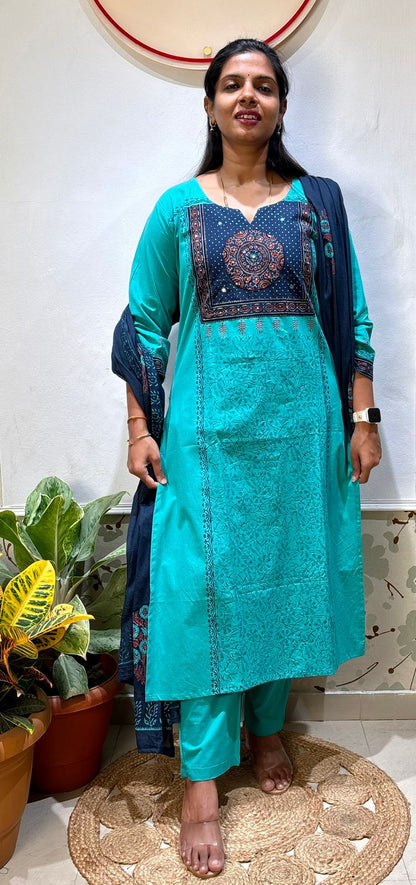 Cotton 3 piece kurti set