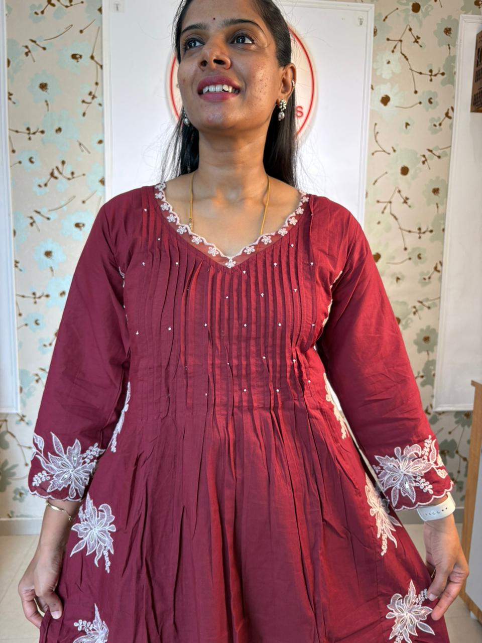 Maroon cotton 3 piece set