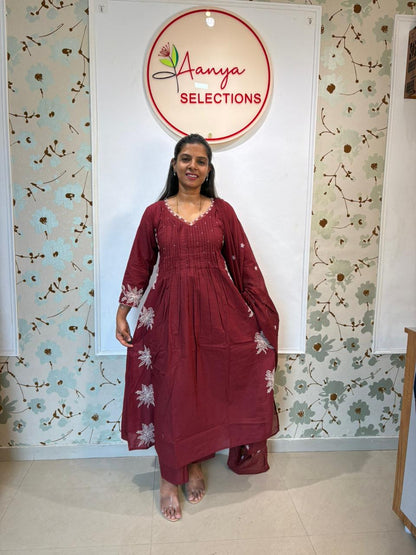 Maroon cotton 3 piece set
