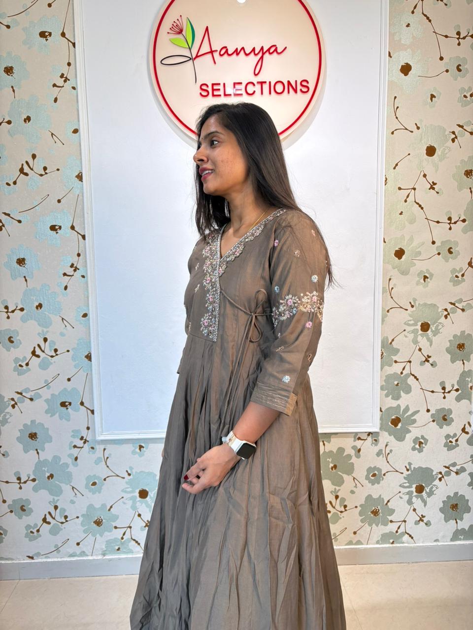 Mulchanderi Anarkali Kurta Set with Dupatta