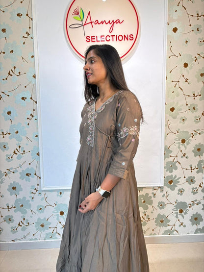 Mulchanderi Anarkali Kurta Set with Dupatta