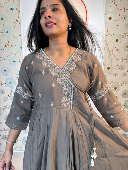 Mulchanderi Anarkali Kurta Set with Dupatta