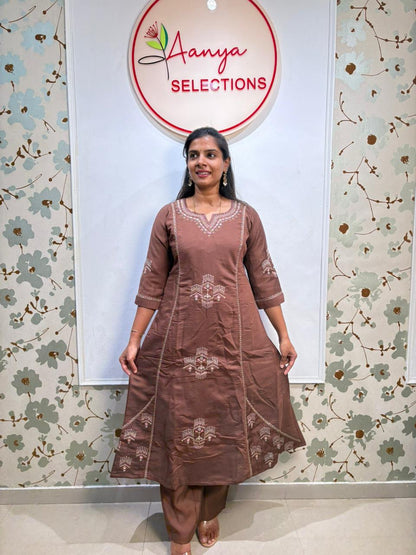 Brown Mulchanderi 3 piece set