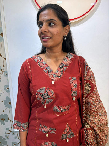 Cotton 3 piece kurti set