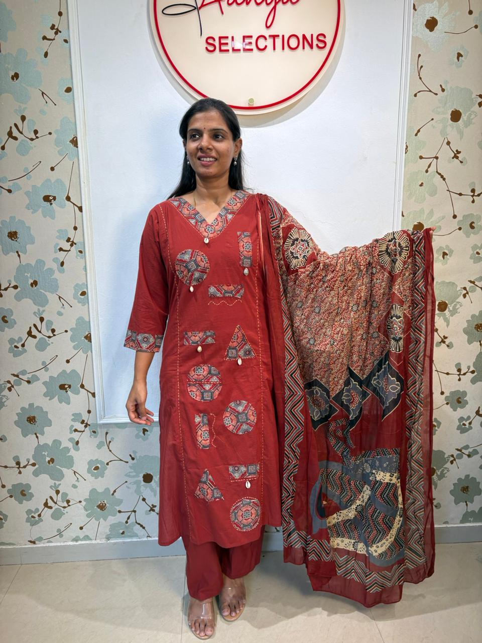 Cotton 3 piece kurti set
