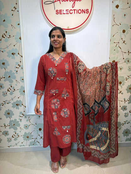 Cotton 3 piece kurti set