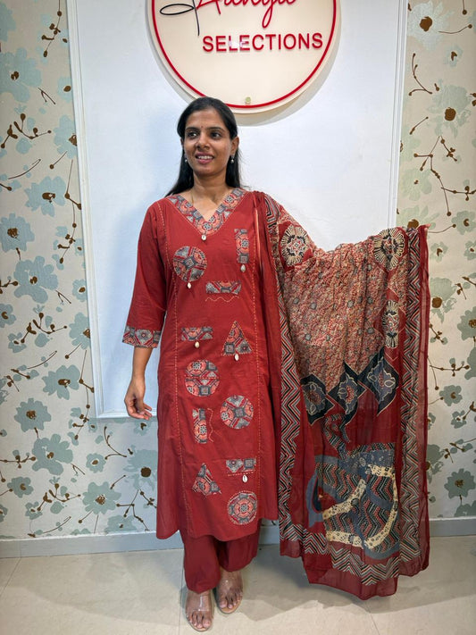 Cotton 3 piece kurti set