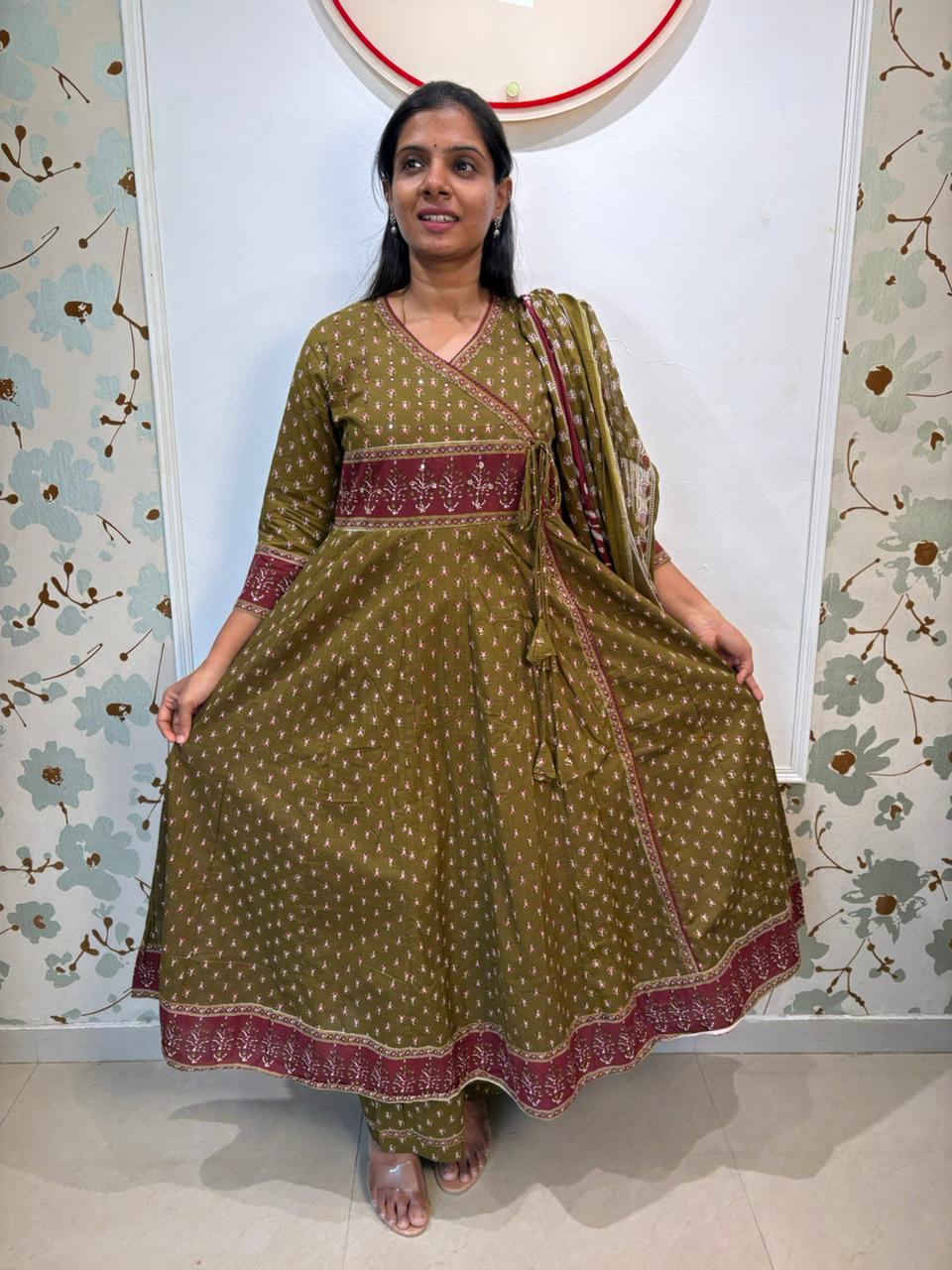Mehendi Green Anarkali set