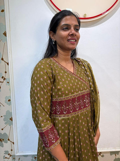 Mehendi Green Anarkali set