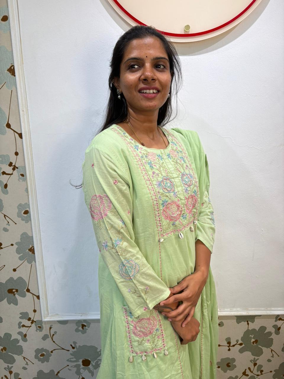 Pista Green Mul cotton 3 piece set
