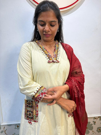 Off white kalamkari kurti set