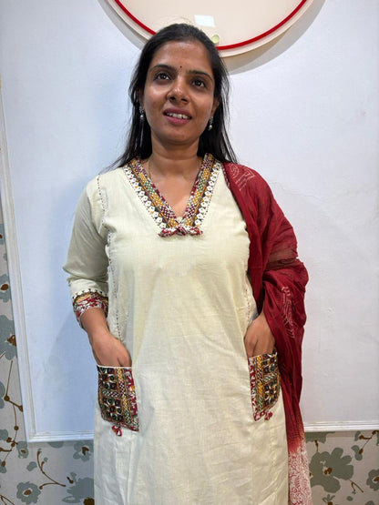 Off white kalamkari kurti set