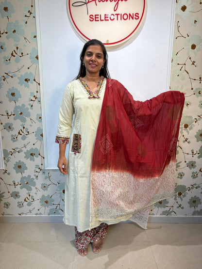 Off white kalamkari kurti set