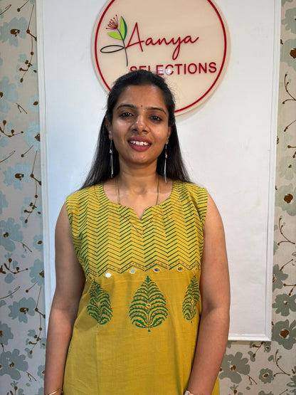 Yellow Cotton Kurti Set with Dupatta