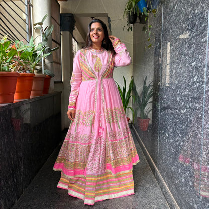Paisley Embroidered Anarkali Frock with Jacket