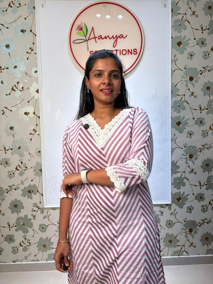 Chevron Stripe Cotton Kurti Set