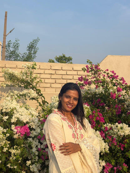 White Chikankari Cotton Kurta Set