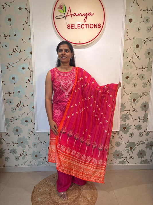 Mulchanderi Bandhani Kurta with Palazzo Pants