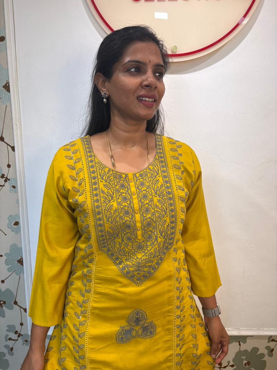Yellow Embroidered Kurta Set with Dupatta