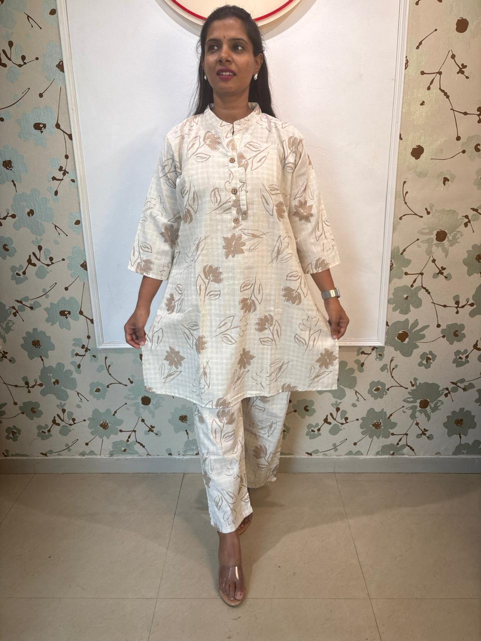 Off-White Bentex Cotton Floral Co-ord Set