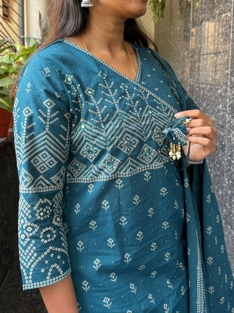 Cotton Printed Kurta Set with Straight Pant & Dupatta