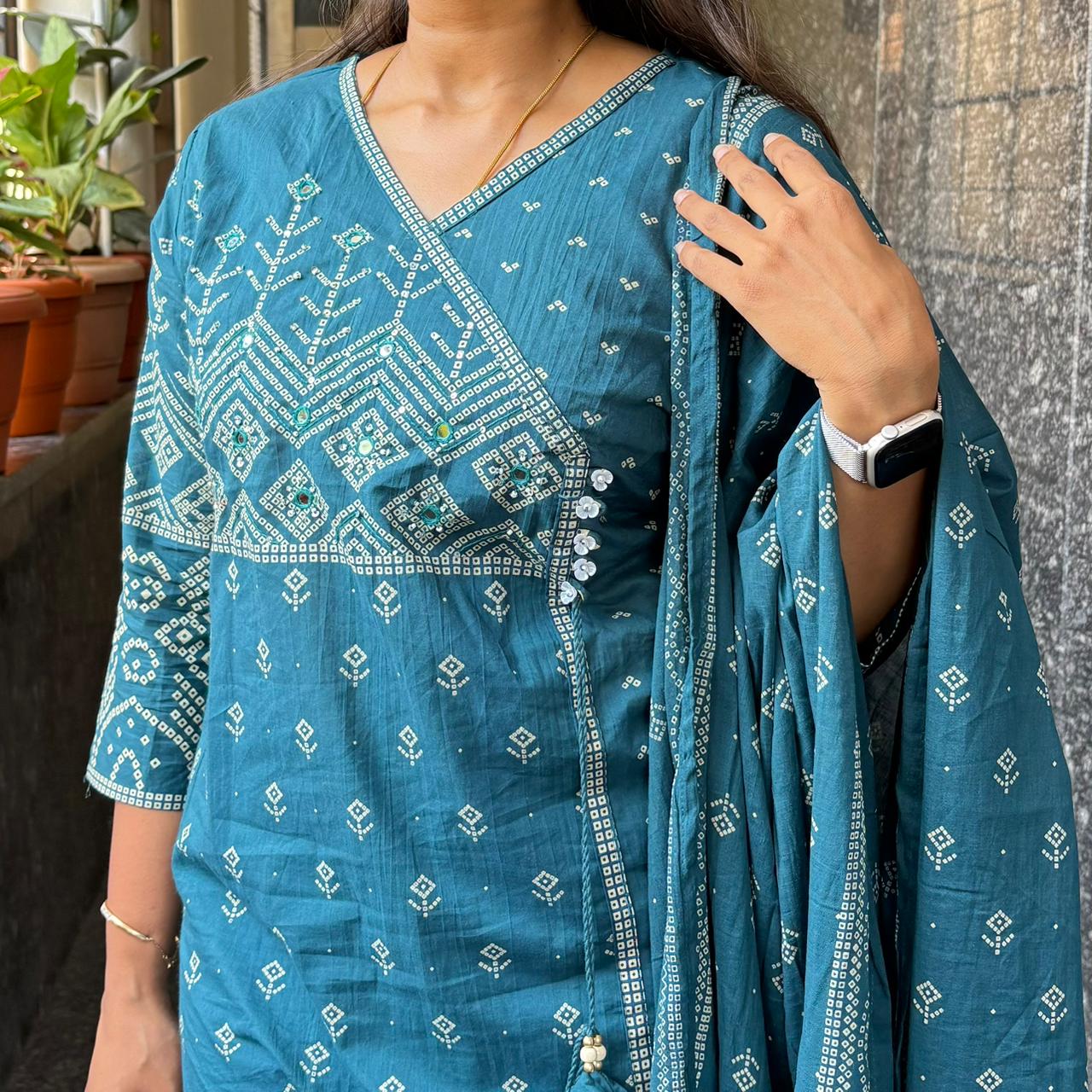 Cotton Printed Kurta Set with Straight Pant & Dupatta
