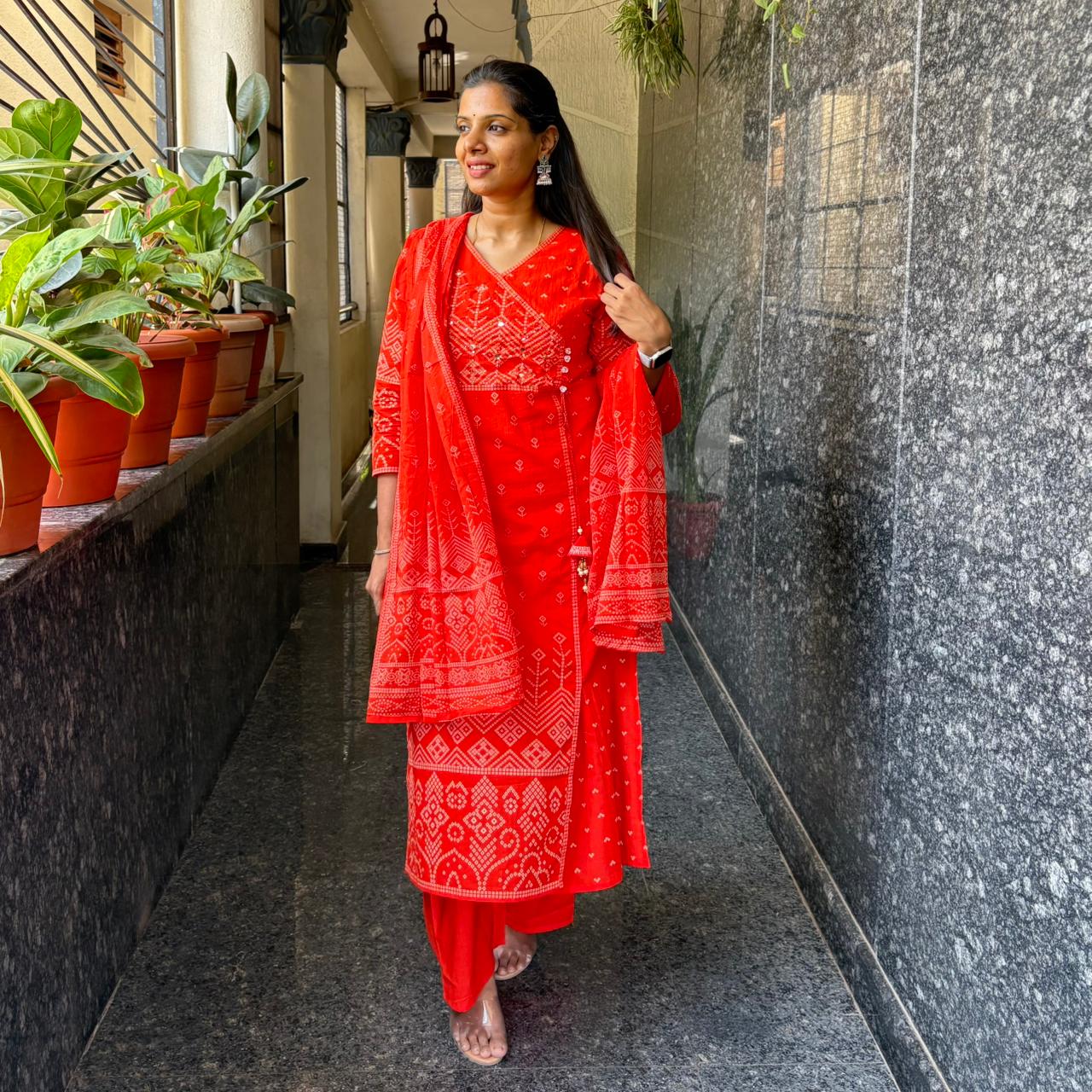 Cotton Printed Kurta Set with Straight Pant & Dupatta