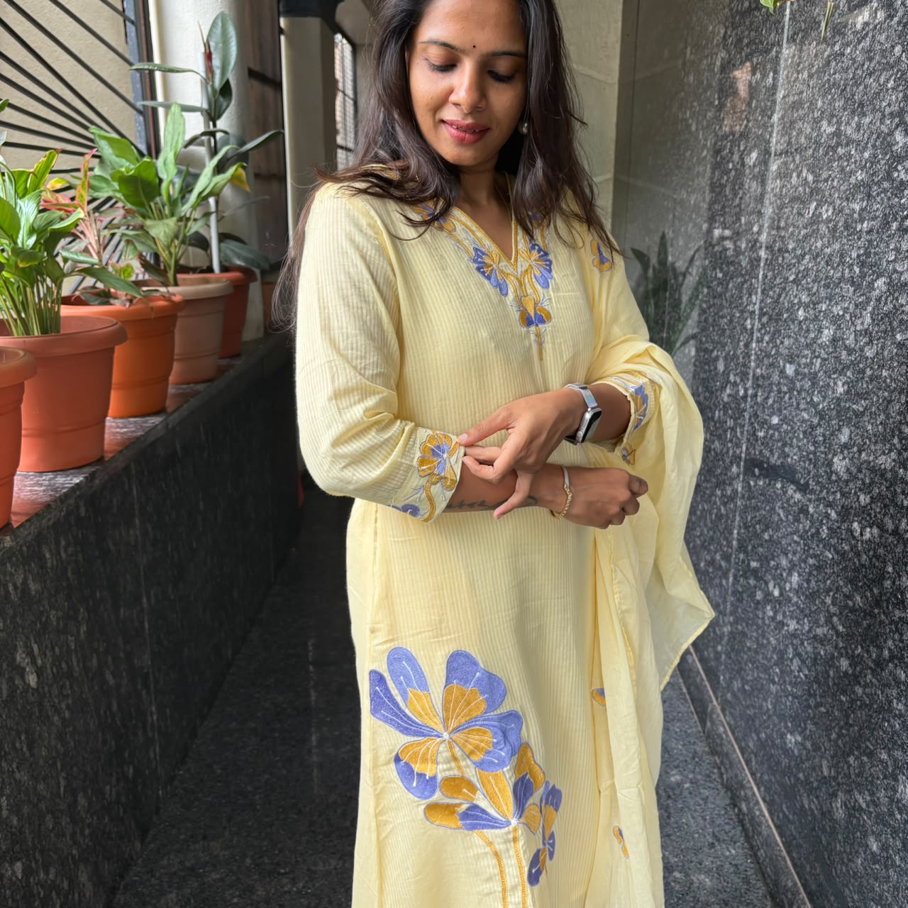 Butter Yellow Embroidered Kurta Set with Dupatta