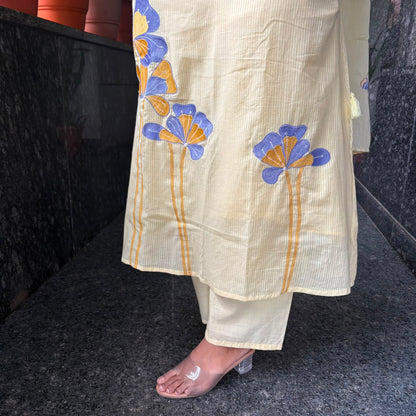Butter Yellow Embroidered Kurta Set with Dupatta