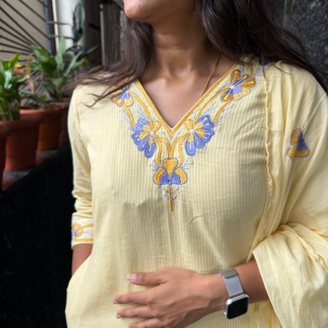 Butter Yellow Embroidered Kurta Set with Dupatta