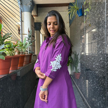 Purple Cotton Overlay Dress