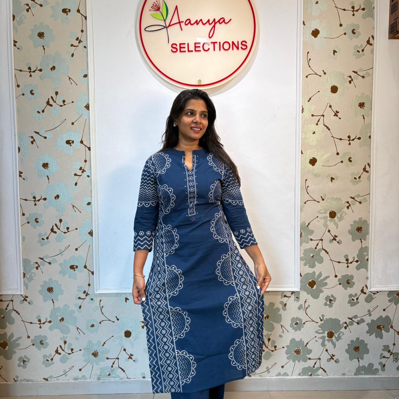 Indigo Bandhani Cotton Kurta Set