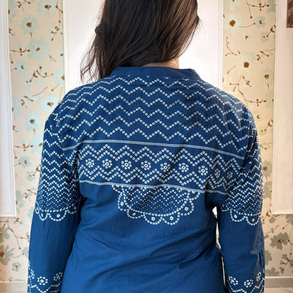 Indigo Bandhani Cotton Kurta Set