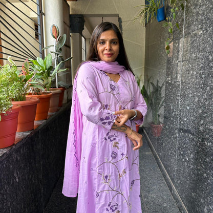 Cross Stitch Floral Kurta Set with Dupatta