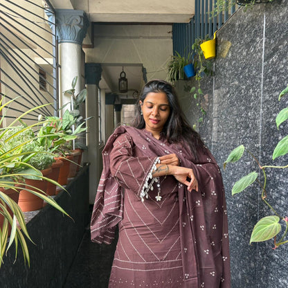 Mauve bandhani kurta and palazzo - full length