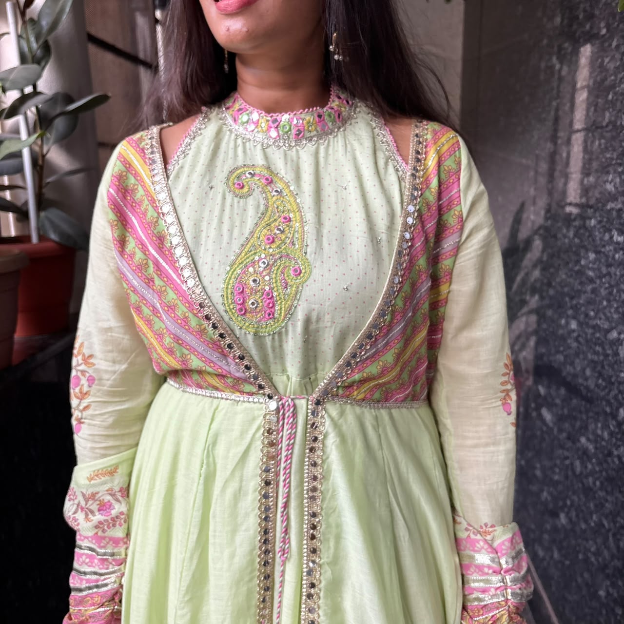 Paisley Embroidered Anarkali Frock with Jacket