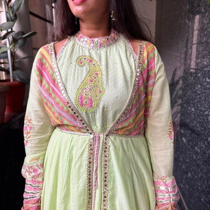 Paisley Embroidered Anarkali Frock with Jacket