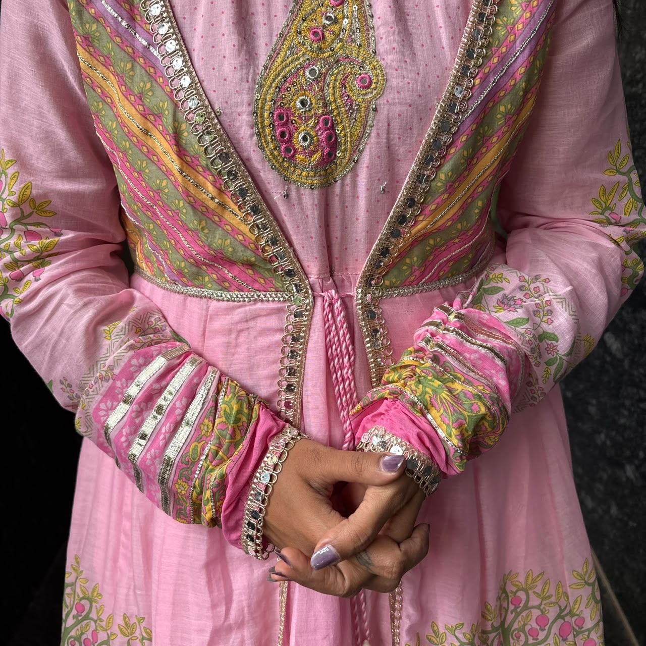 Paisley Embroidered Anarkali Frock with Jacket