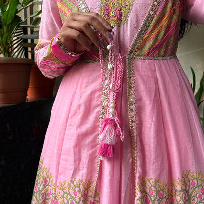 Paisley Embroidered Anarkali Frock with Jacket